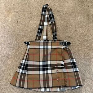 Tartan skirt with suspender straps - kids ages 3/4